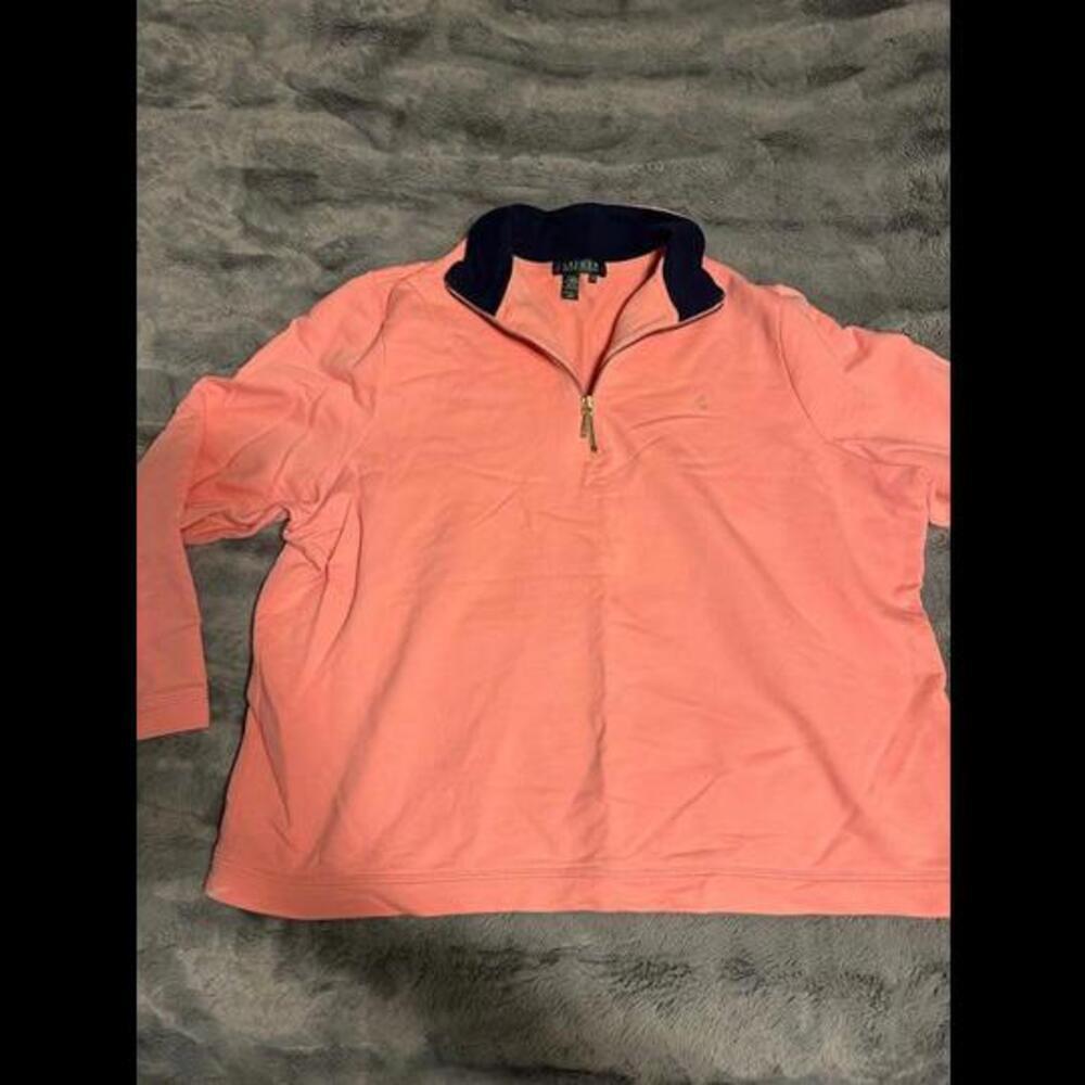 Lauren Ralph Lauren 2X Coral Half-Zip Pullover Sweatshirt